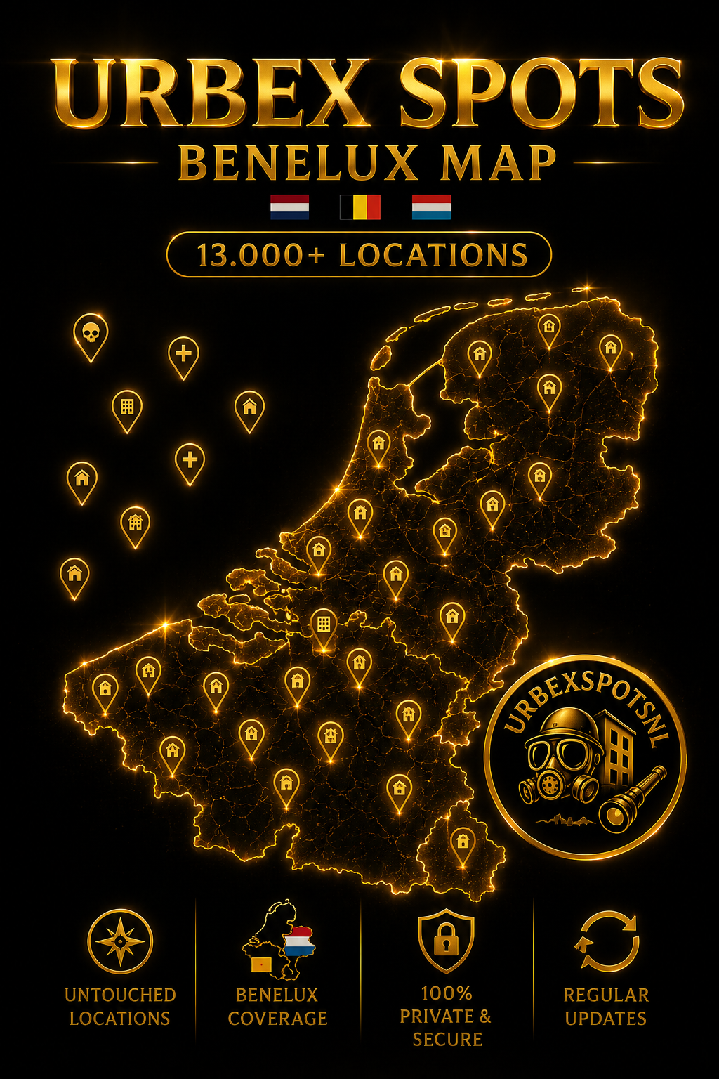 ๐ง๐ช๐ณ๐ฑ๐ฑ๐บUrbex Kaart Benelux 13.000+