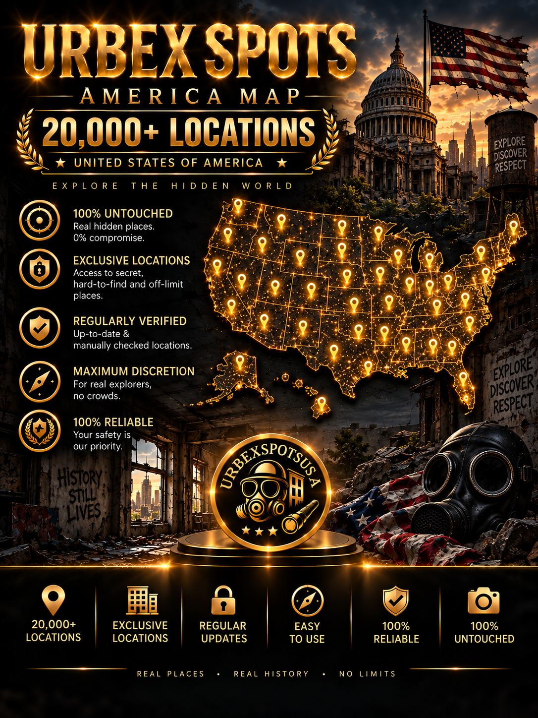 🇺🇸 Urbexspots® USA Bundle 20.000 + Locations